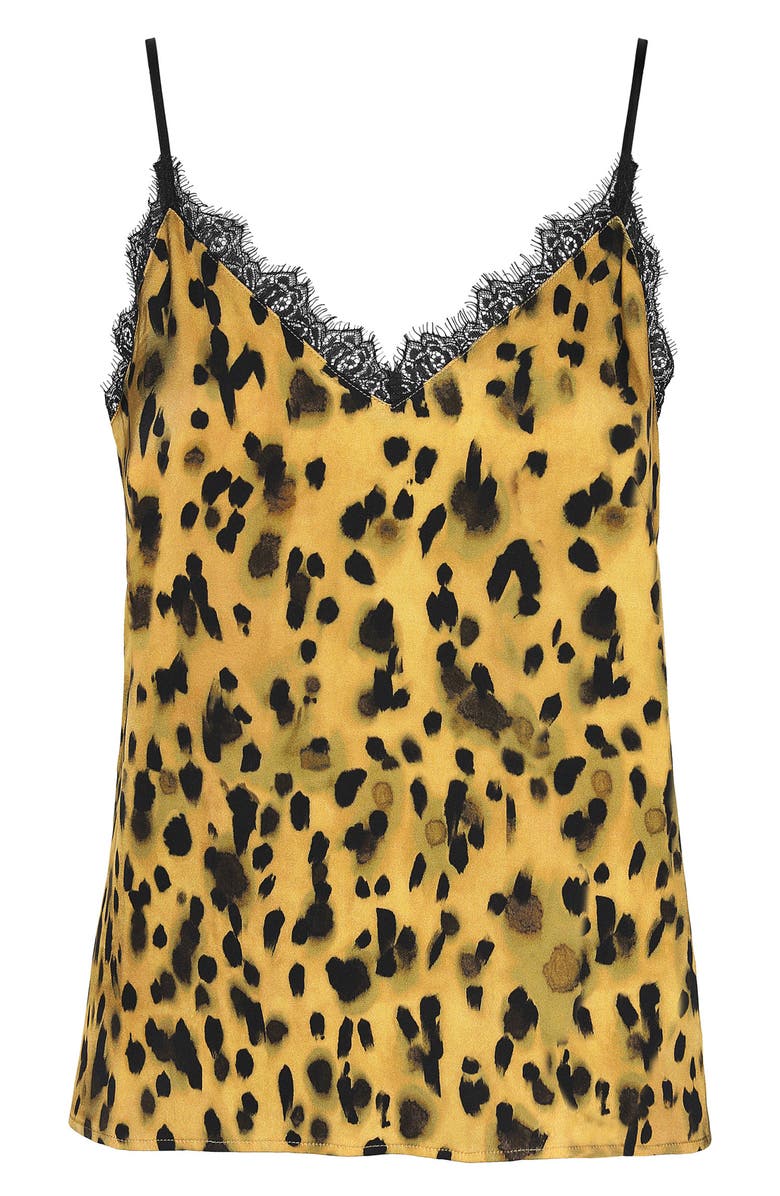 ANINE BING Golden Leopard Silk Charmeuse Camisole, Alternate, color, 