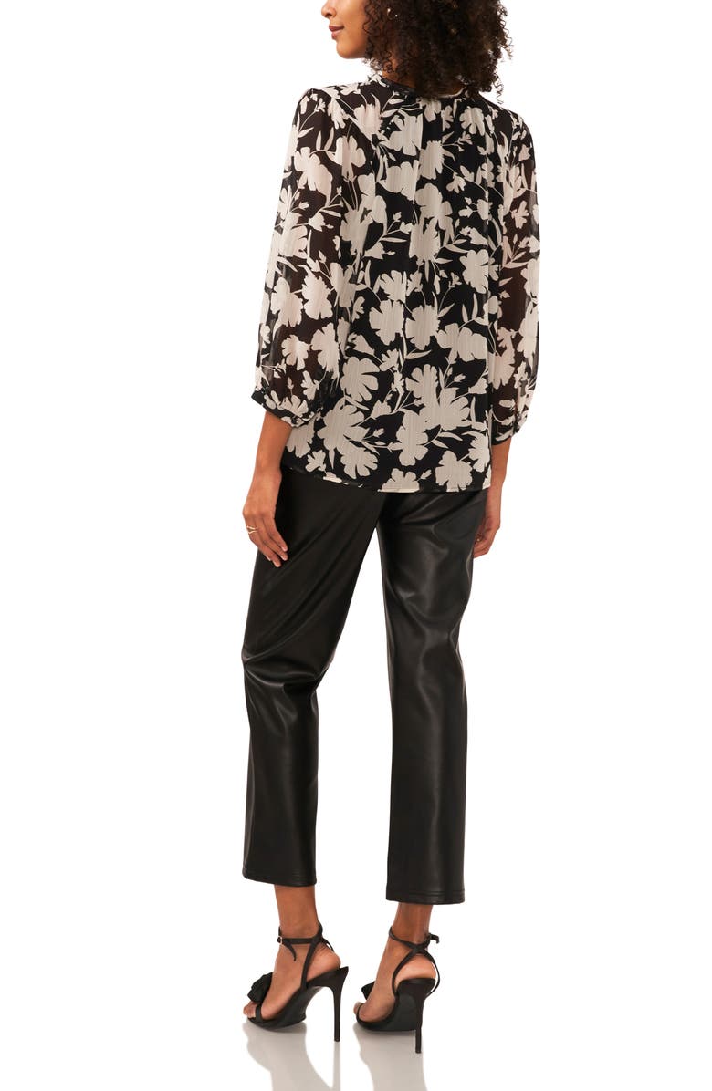 Vince Camuto Floral Split Neck Chiffon Top, Alternate, color, 