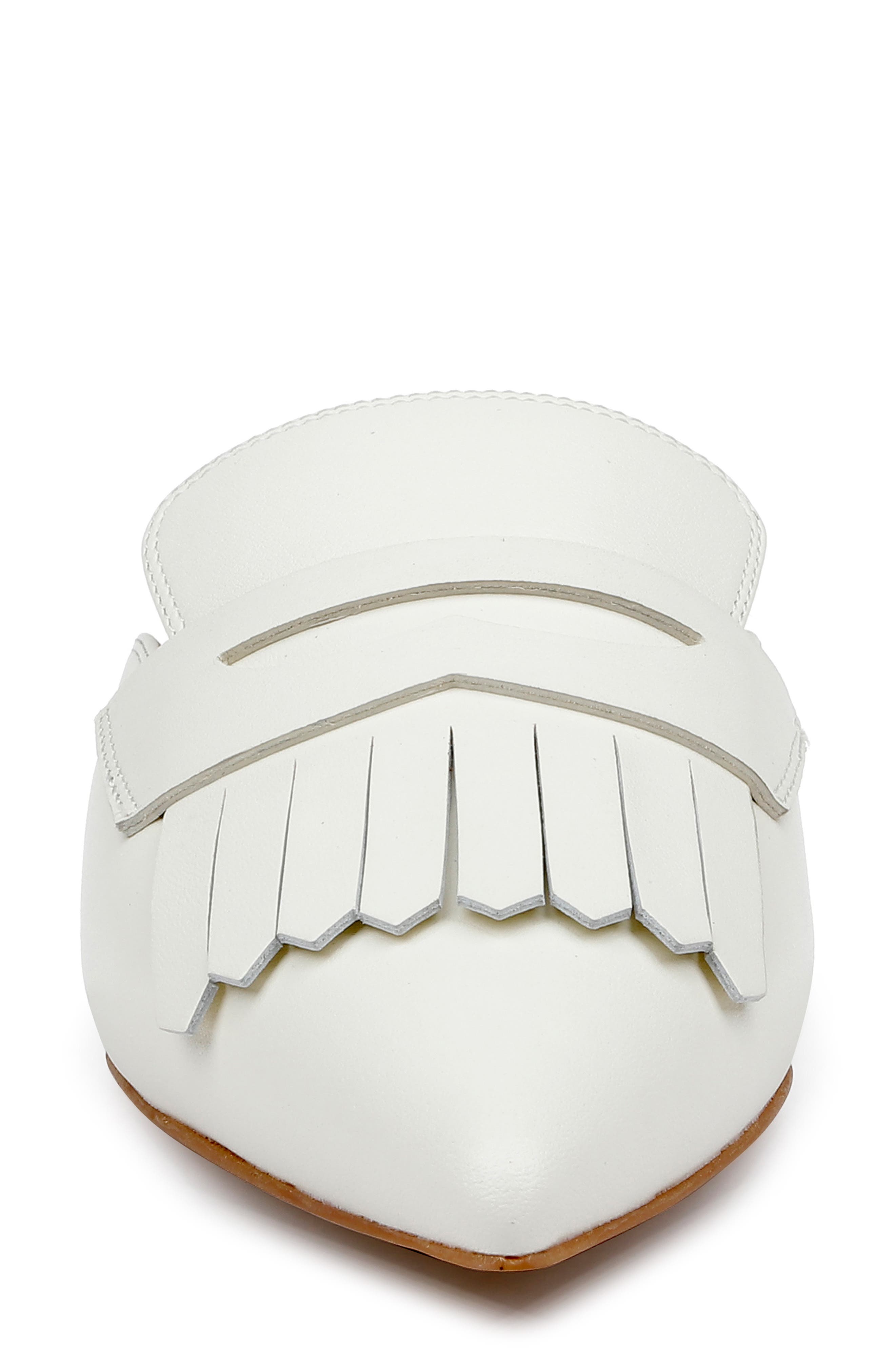 L'AGENCE Barbe II Pointed Toe Kiltie Fringe Loafer Mule, Alternate, color, Pearl Leather