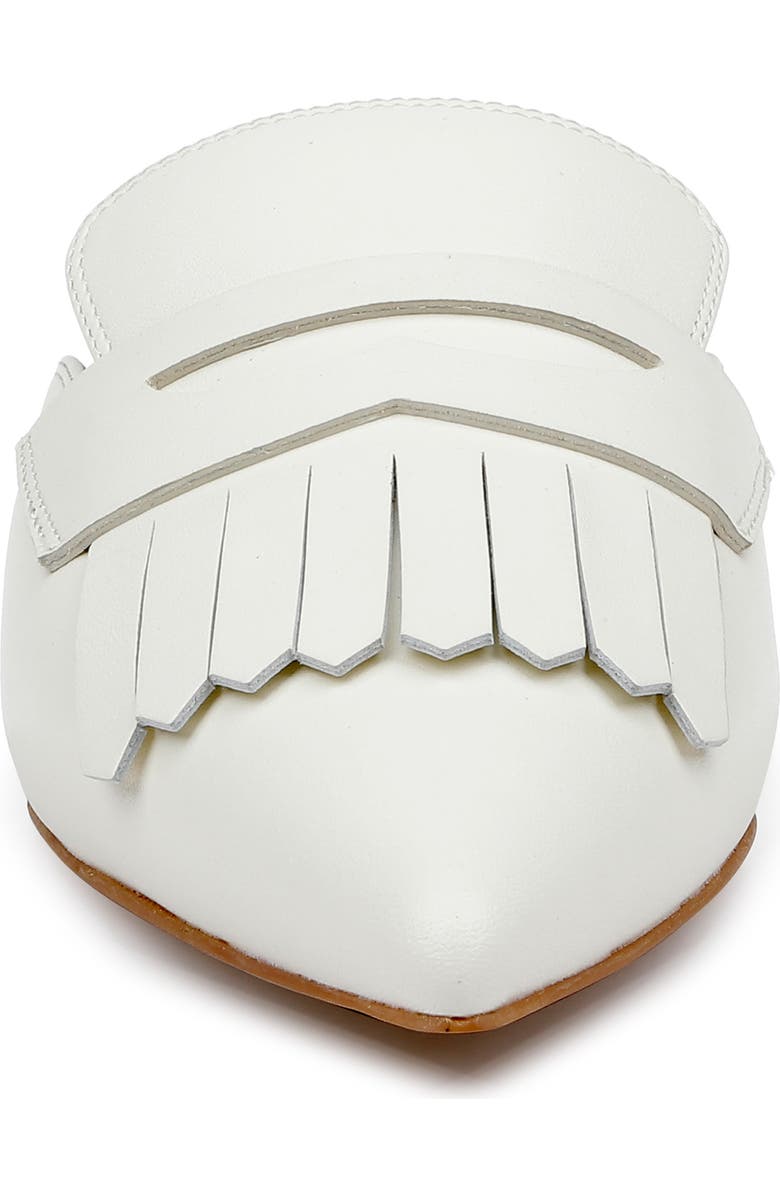 L'AGENCE Barbe II Pointed Toe Kiltie Fringe Loafer Mule, Alternate, color, Pearl Leather