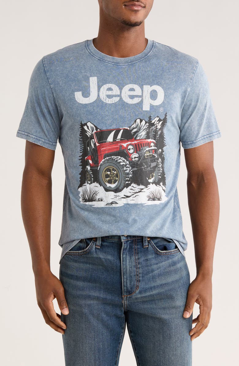 Goodie Two Sleeves Jeep in Snow Graphic T-Shirt, Main, color, China Blue