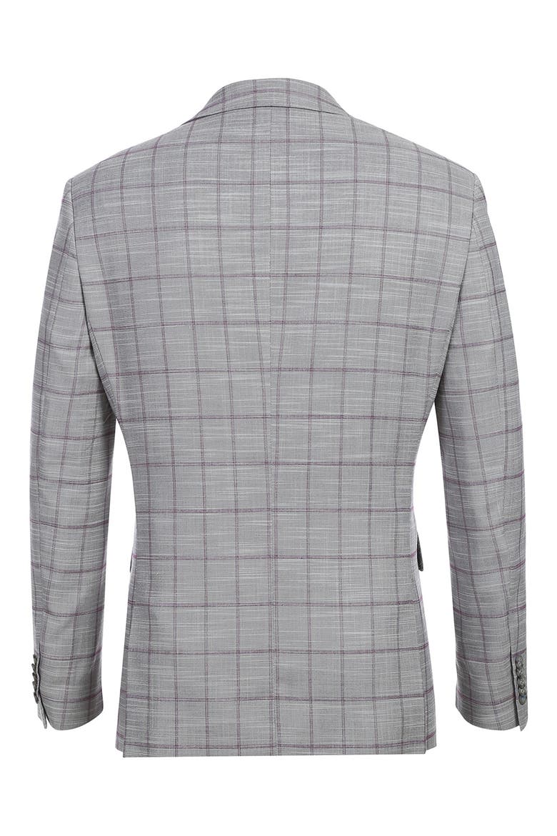 Plaid Trim Fit Two-Piece Suit, Alternate, color, GRAY