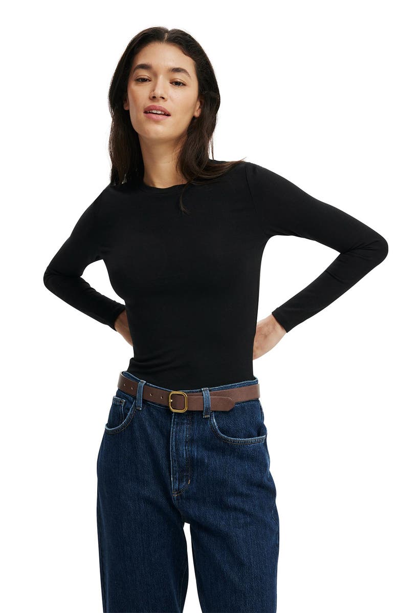 Cotton On Women's All Day Crew Long Sleeve, Main, color, Black