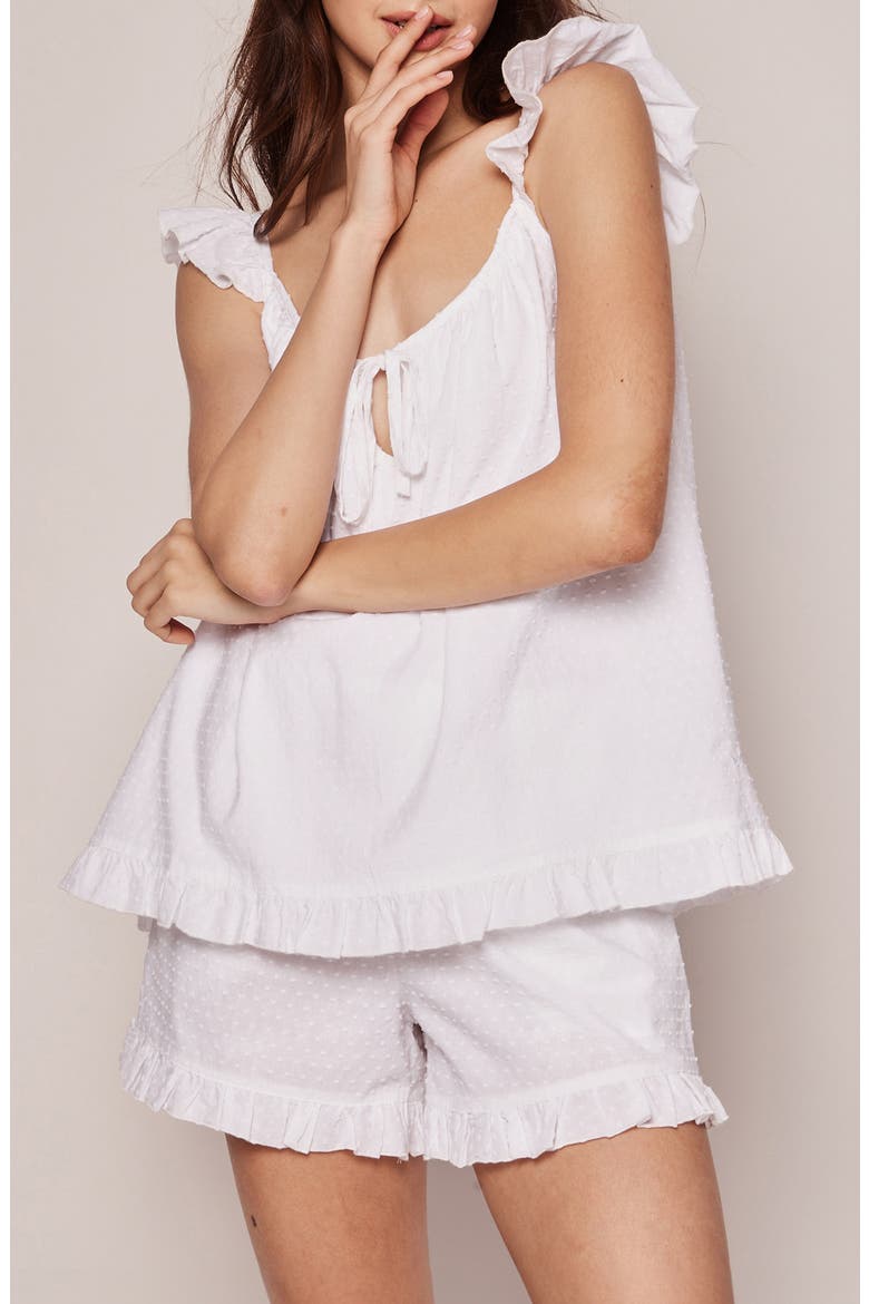 Swiss Dots Cotton Short Pajamas, Main, color, WHITE