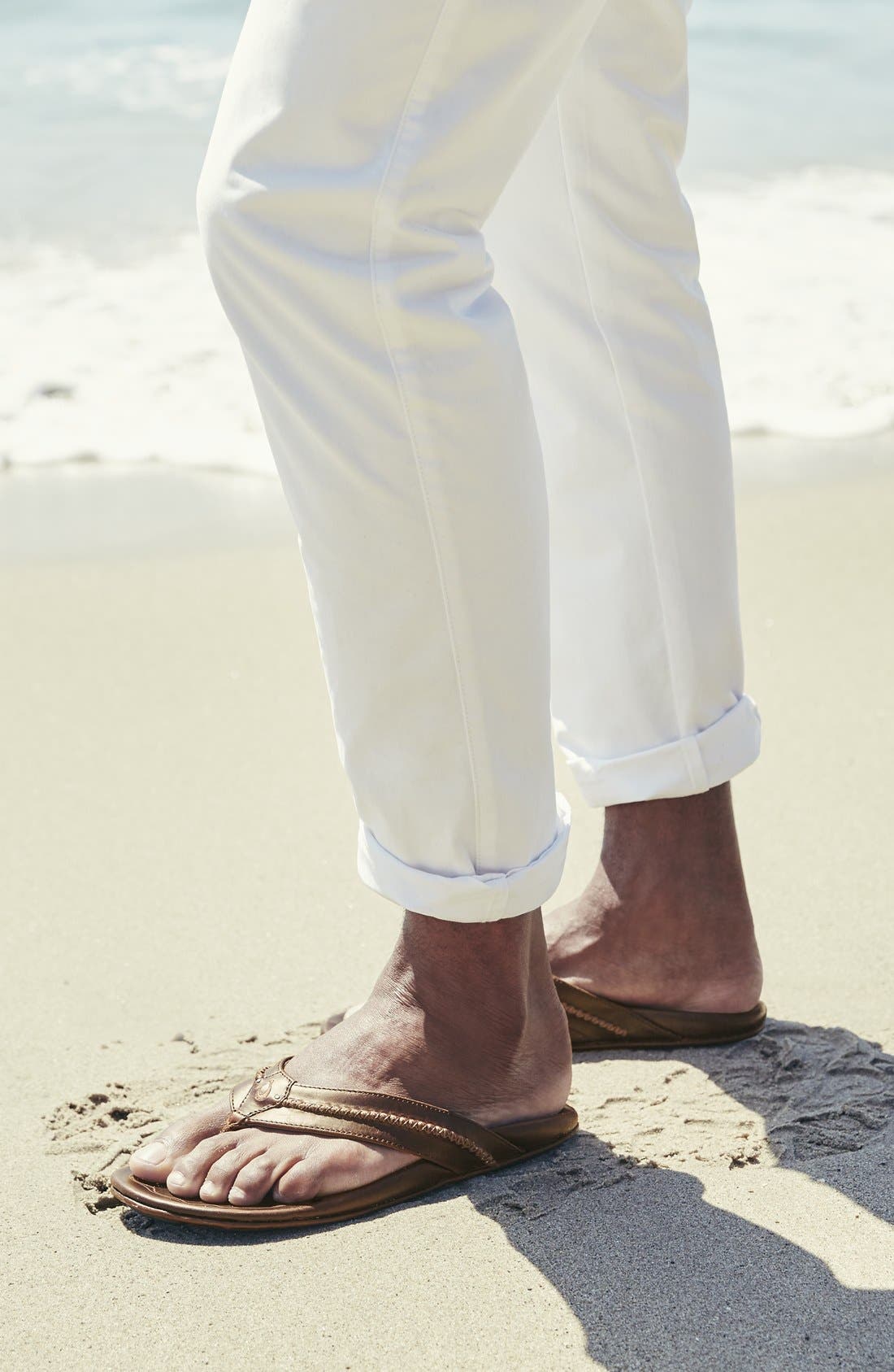 Mea Ola Flip Flop, Alternate, color, TAN / DK JAVA