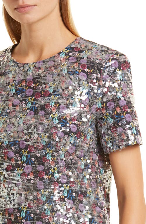 Club Monaco Floral Sequin Top In Multi