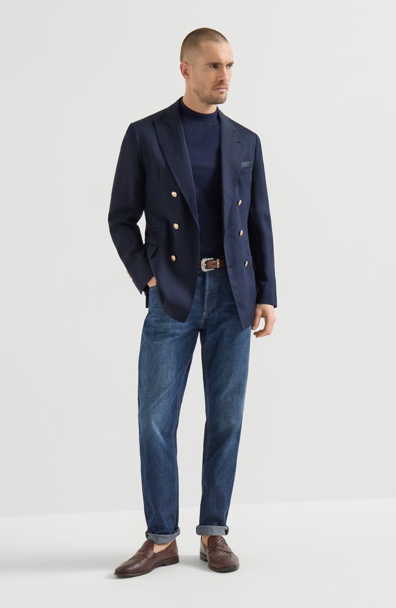 Brunello Cucinelli Lightweight denim trousers, Alternate, color, Dark Denim