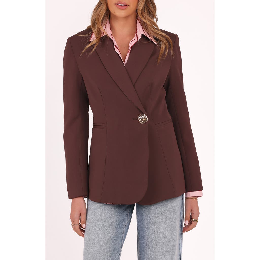 Petal & Pup Leo One-Button Blazer in Chocolate Brown at Nordstrom, Size Large