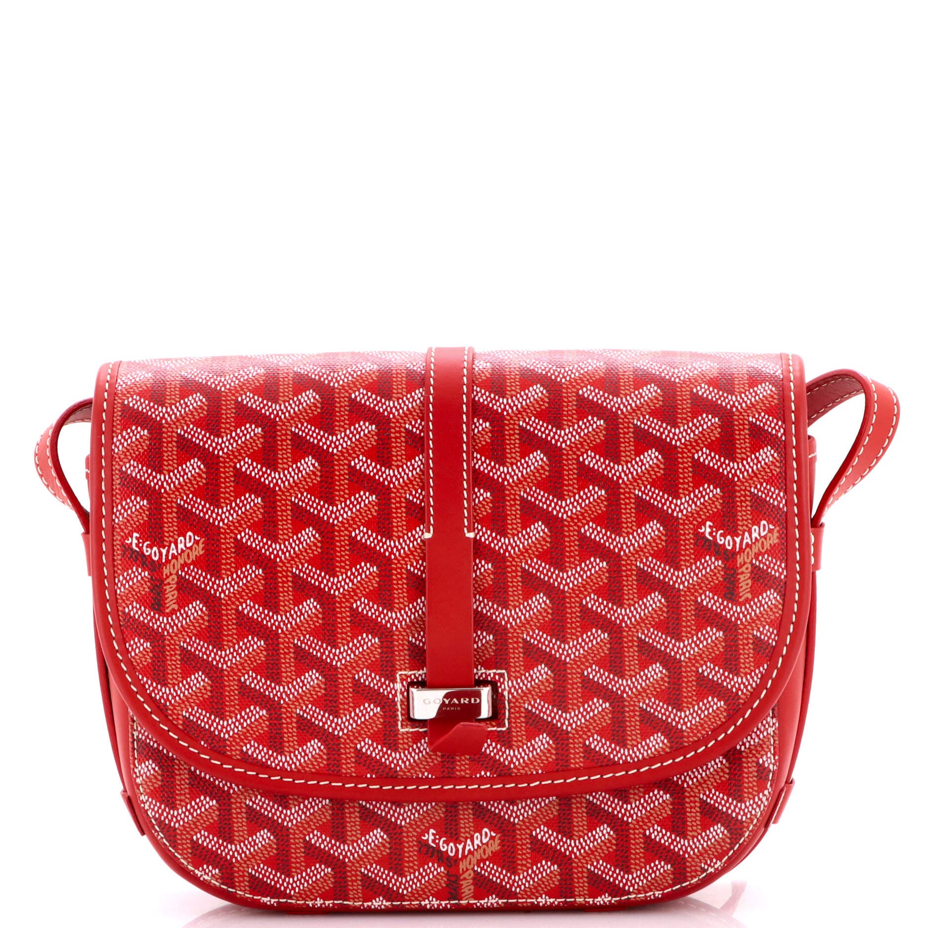 Pre-Owned Goyard Belvedere II Messenger Bag Coated Canvas PM, Main, color, Red