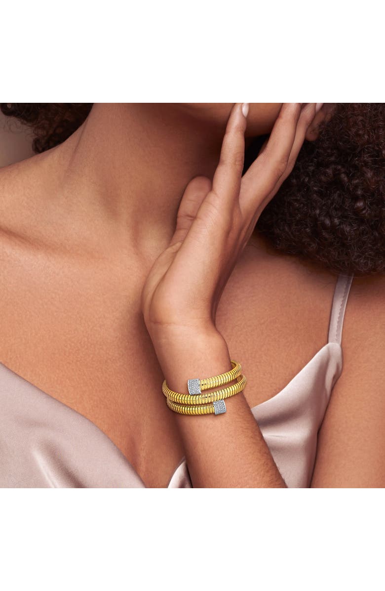 Julianna B. Cubic Zirconia Snake Style Omega Bangle Two-Tone, Alternate, color, Yellow-Plated