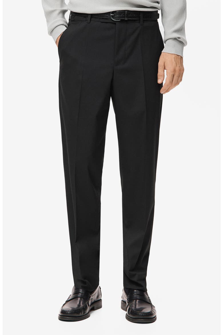 Pleated Straight Leg Suit Pants, Main, color, BLACK