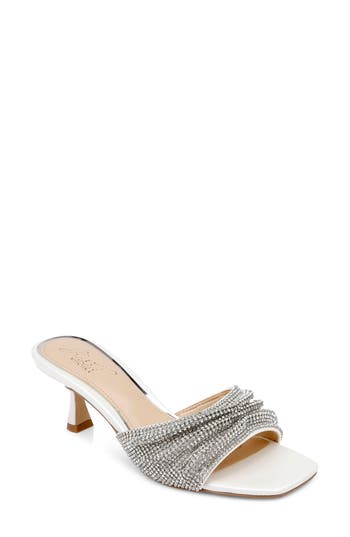 Jewel Badgley Mischka Humor Slide Sandal In White