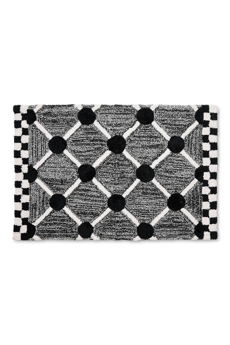 Lattice Dot Bath Rug, Main, color, BLACK
