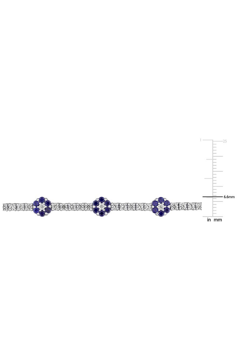 Sterling Silver Created Blue and White Sapphire Floral Necklace, Alternate, color, BLUE