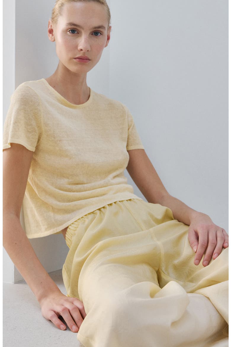 Linen Blend Pajama Top, Alternate, color, PASTEL YELLOW
