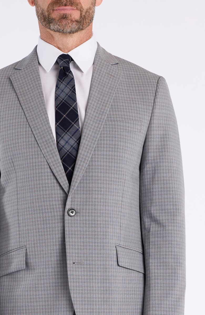 SAVILE ROW CO Light Grey Box Plaid Notch Lapel Suit, Alternate, color, Grey