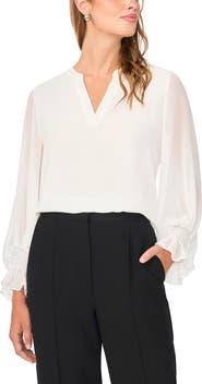 Vince Camuto Ruffle Cuff Split Neck Top