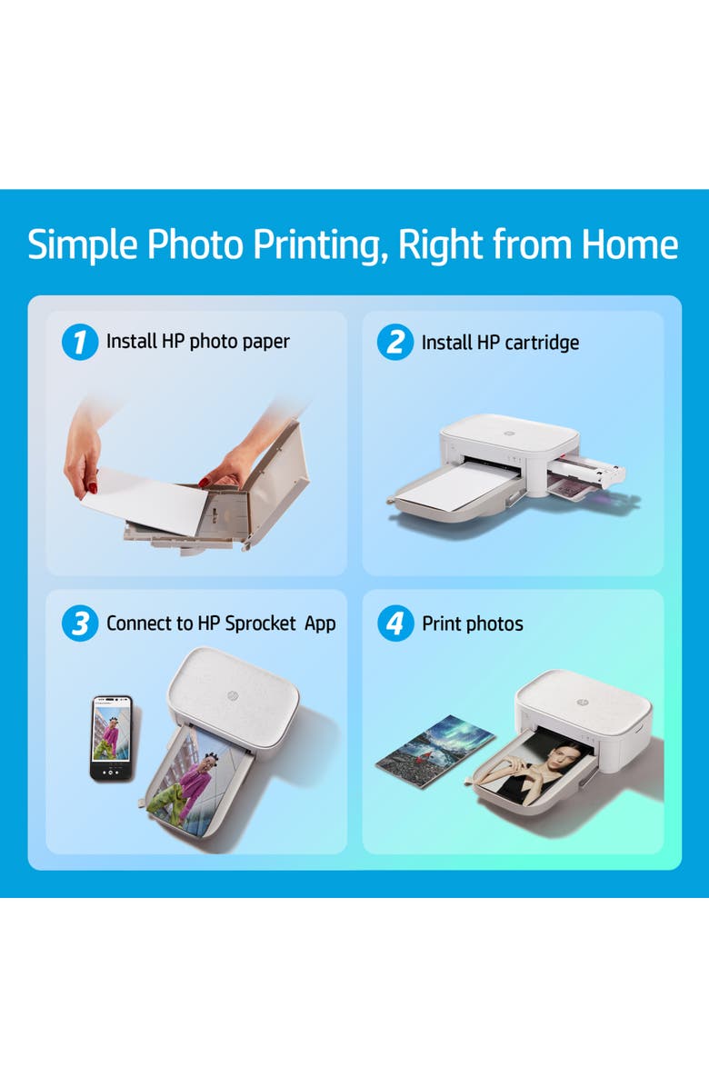 HP Sprocket Studio Plus 4x6 Printer, Alternate, color, White