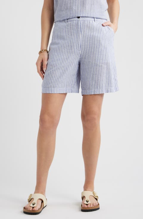 Relaxed Linen Blend Bermuda Shorts