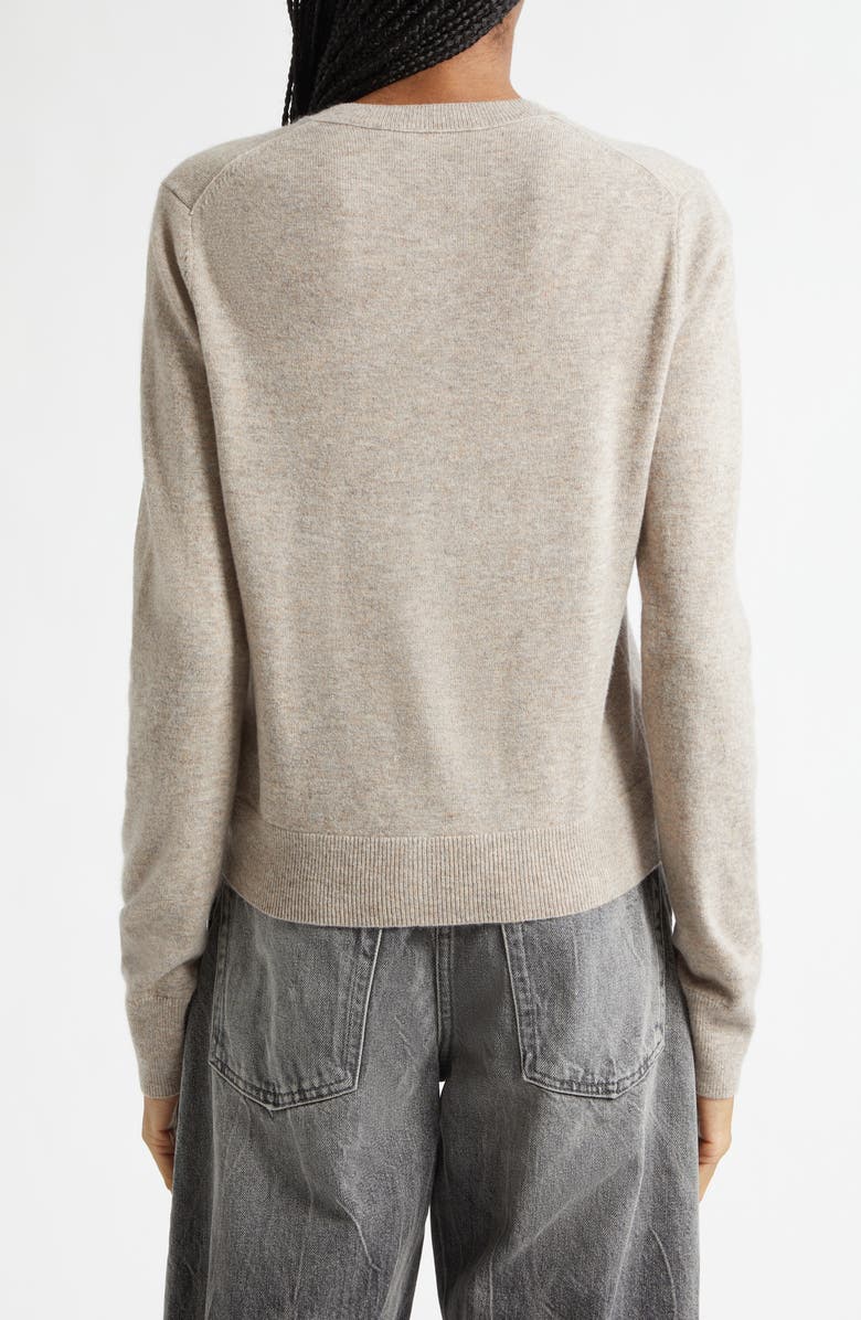 Acne Studios Face Patch Wool & Yak Hair Cardigan, Alternate, color, Greige Melange