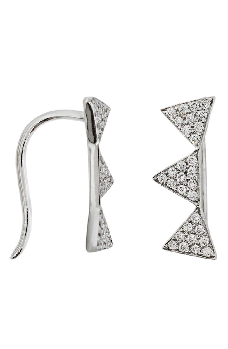 Bony Levy Diamond Ear Crawlers, Main, color, White Gold