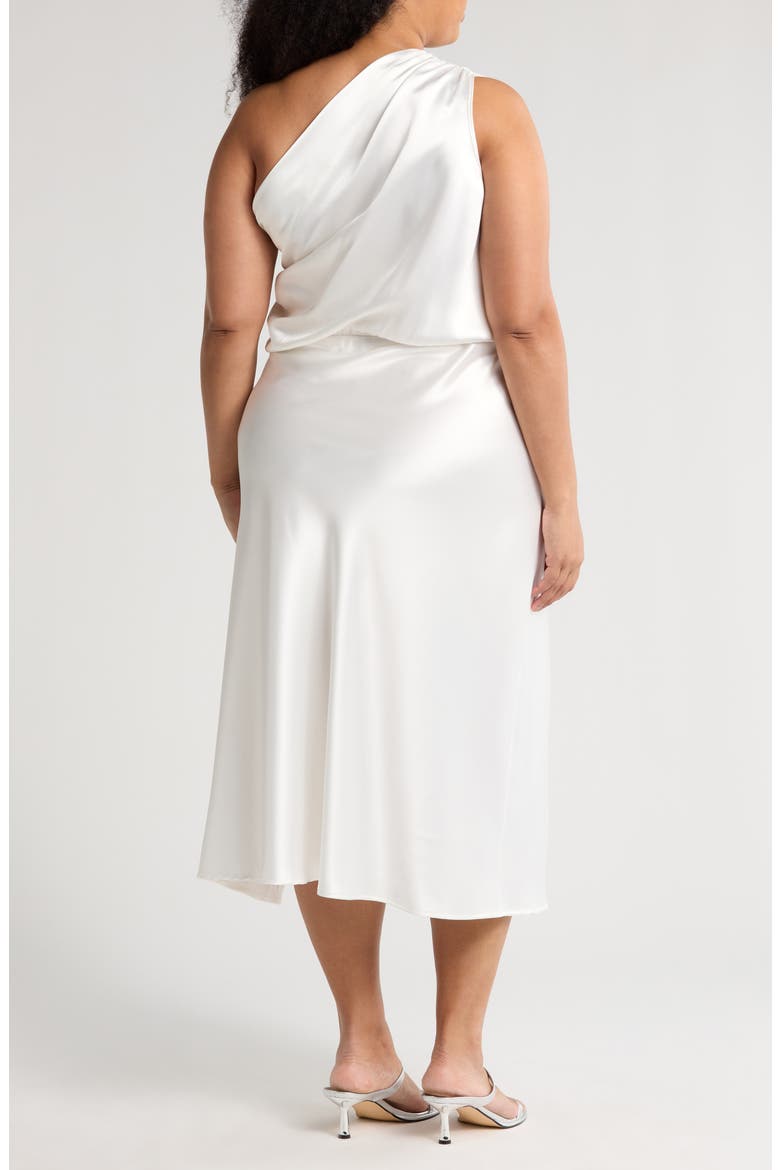 One-Shoulder Satin Midi Dress, Alternate, color, IVORY