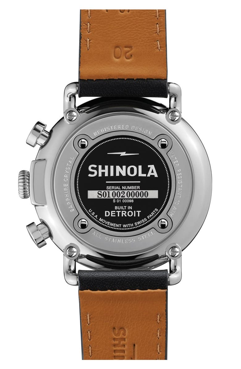 Shinola 'The Runwell Chrono' Leather Strap Watch, 41mm, Alternate, color, 
