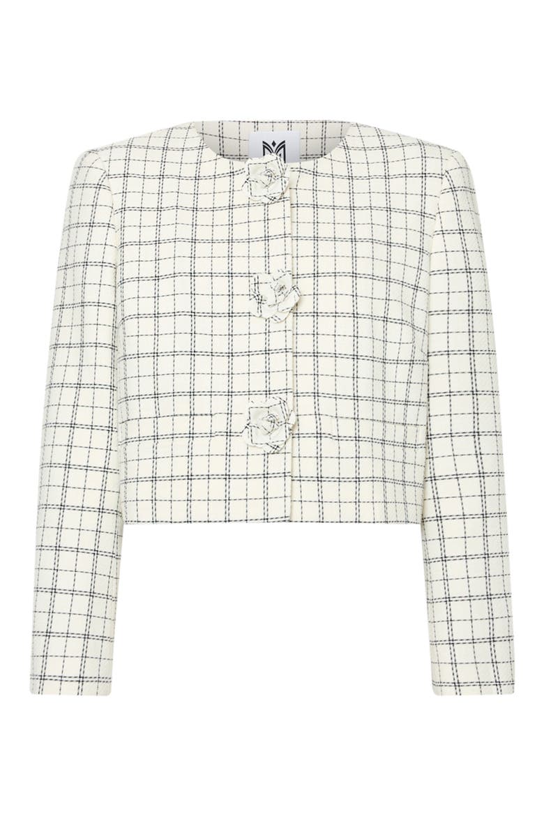 Mika Plaid Crop Jacket, Alternate, color, WHITE/ BLACK