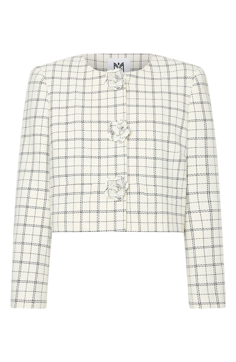 Milly Mika Plaid Crop Jacket, Alternate, color, White/ Black