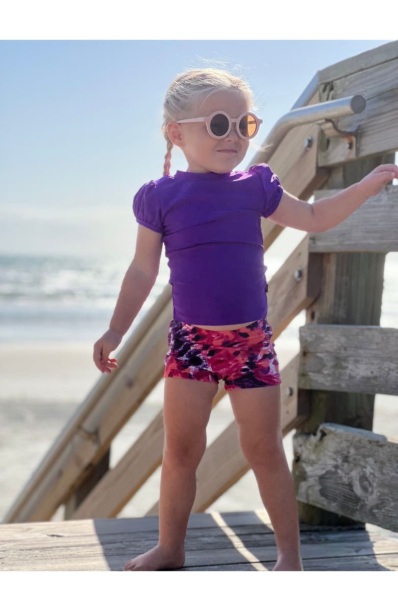 City Threads USA-Made Baby Girls UPF 50+ Puff Sleeve Rashguard, Alternate, color, White