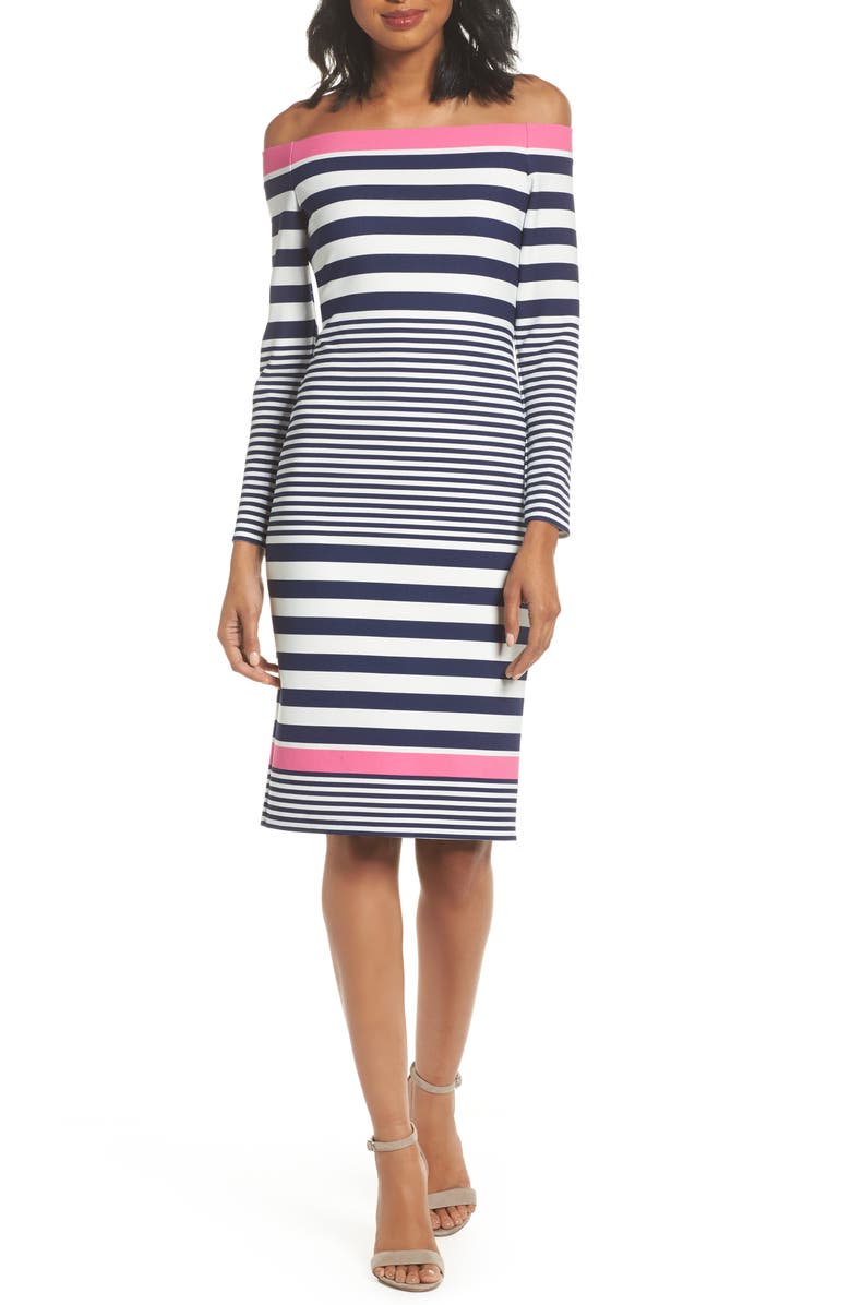 Eliza J Off the Shoulder Sheath Dress, Main, color, 