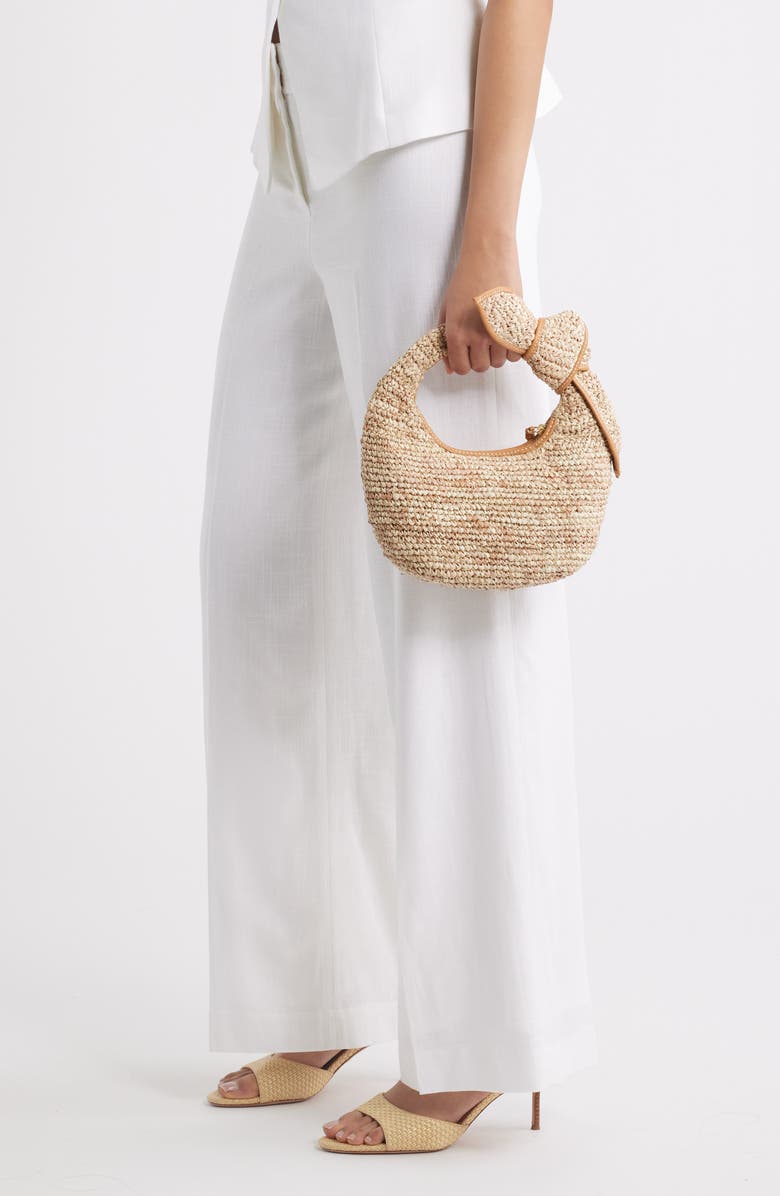 POOLSIDE The Josie Raffia Knot Bag, Alternate, color, Mixed Natural