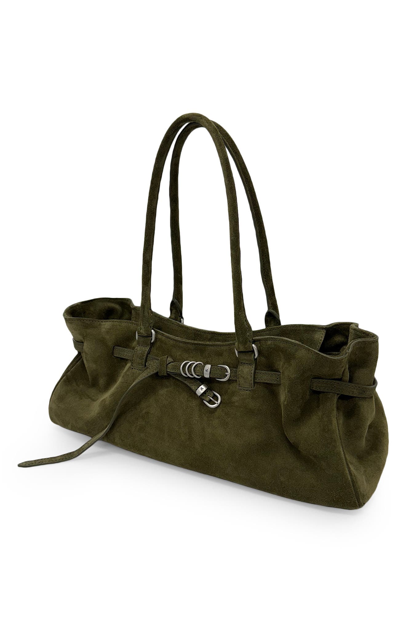 Soft Grandma Leather Shoulder Bag, Alternate, color, DARK OLIVE SUEDE