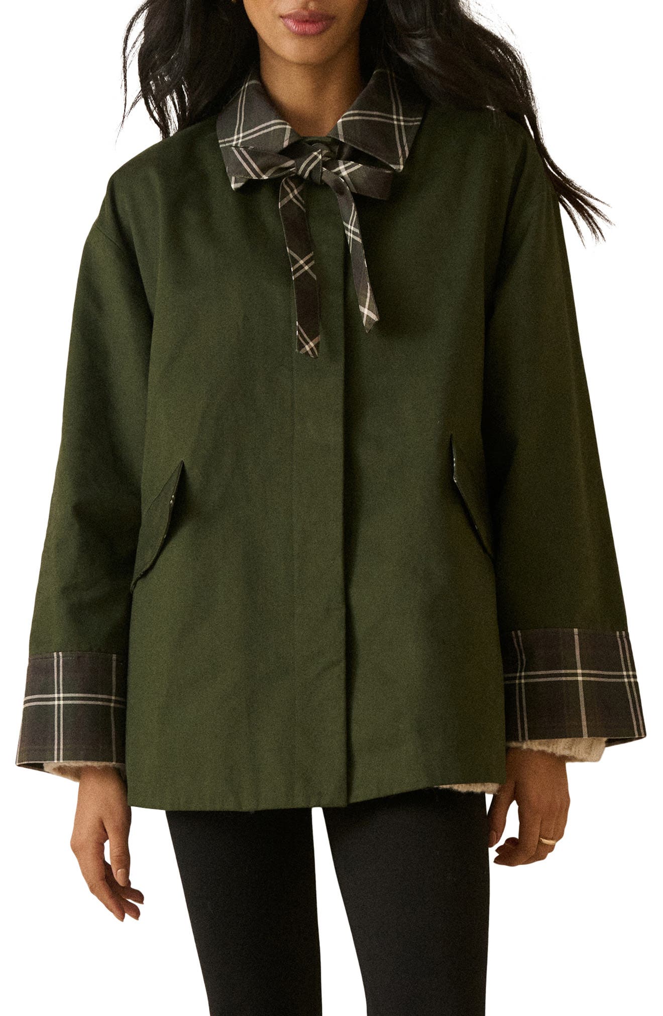 Nobody's Child Tartan Trim Country Jacket (Women) | Nordstrom