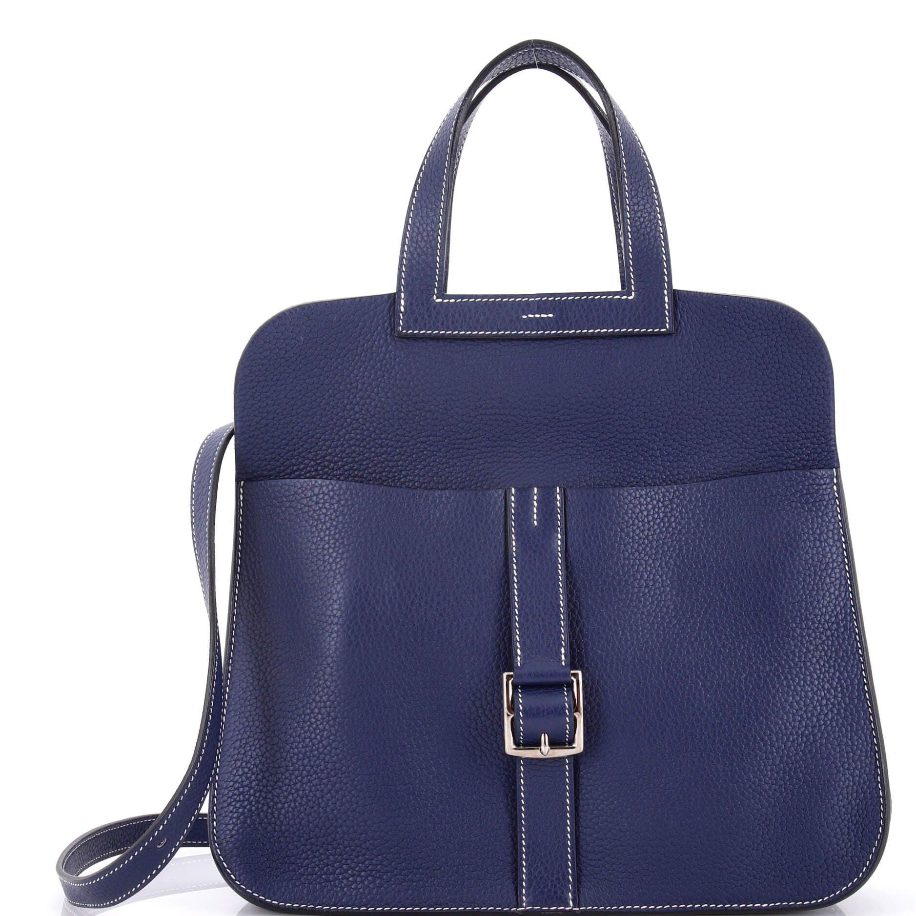 Pre-Owned Hermes Halzan Bag Clemence 31, Main, color, Bleu De Malte