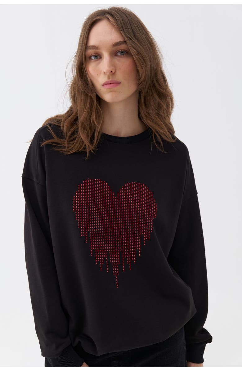 Nocturne Rhinestone Embroidered Oversized Sweatshirt, Alternate, color, 