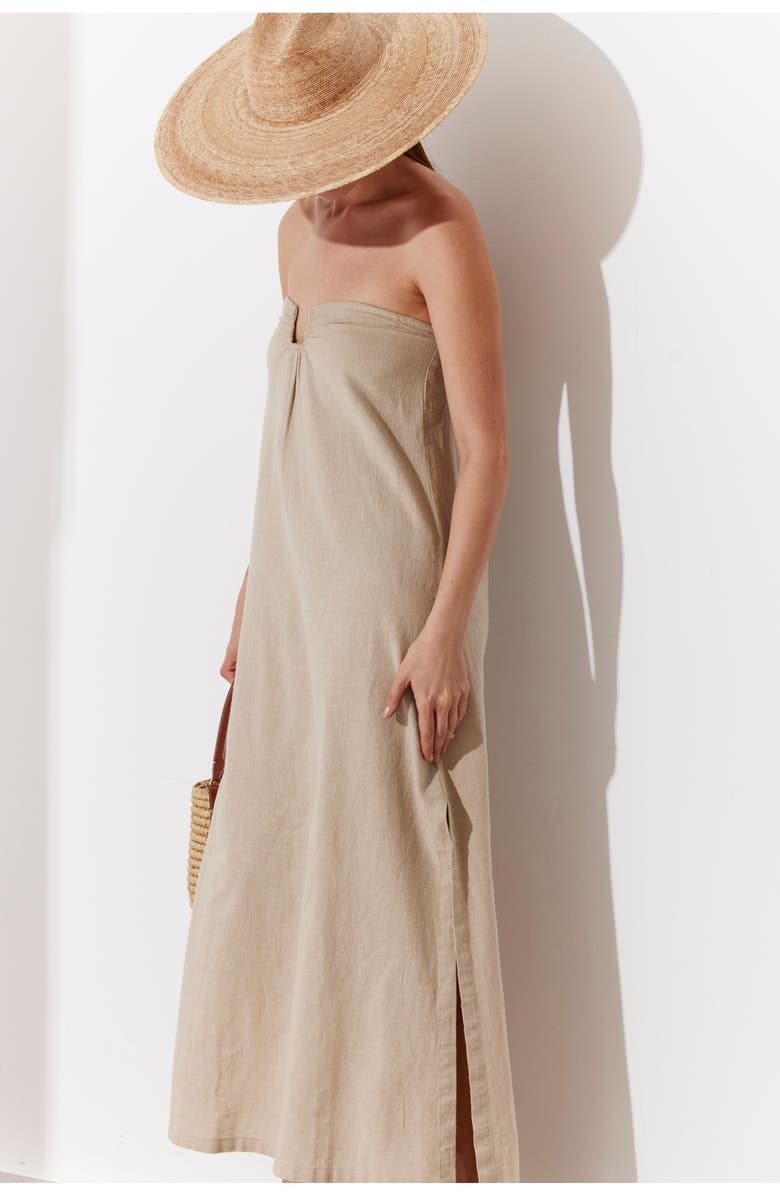 Gottex Beach Life Terra Bandeau U Wire Midi Dress Cover-Up, Alternate, color, Natural