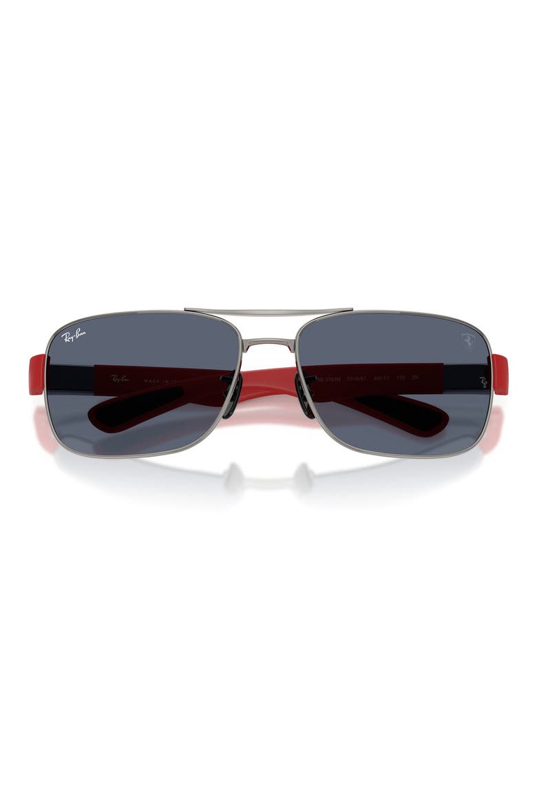 64mm Polarized Square Sunglasses, Alternate, color, GUNMETAL / DARK GREY