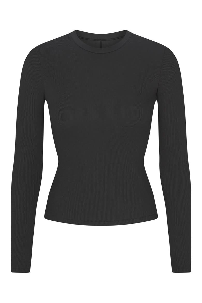 Stretch Cotton Rib Long Sleeve T-Shirt, Alternate, color, SOOT