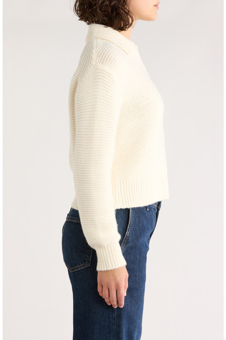 Everly Cable Detail Crop Polo Sweater, Alternate, color, CREAM