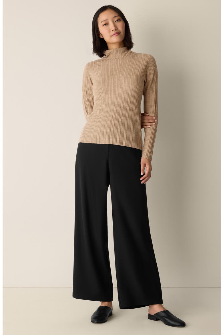 Rib Turtleneck Wool Sweater, Alternate, color, BISCUIT