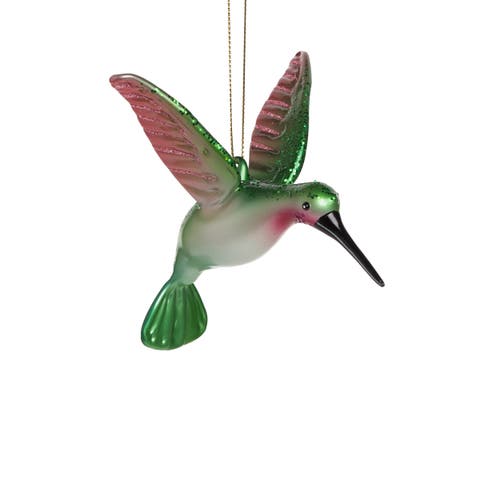 Glitter Hummingbird Glass Holiday Christmas Tree Ornament