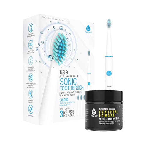 USB Rechargeable Rotary Toothbrush + Freebie Activated Coconut Charcoal Powder