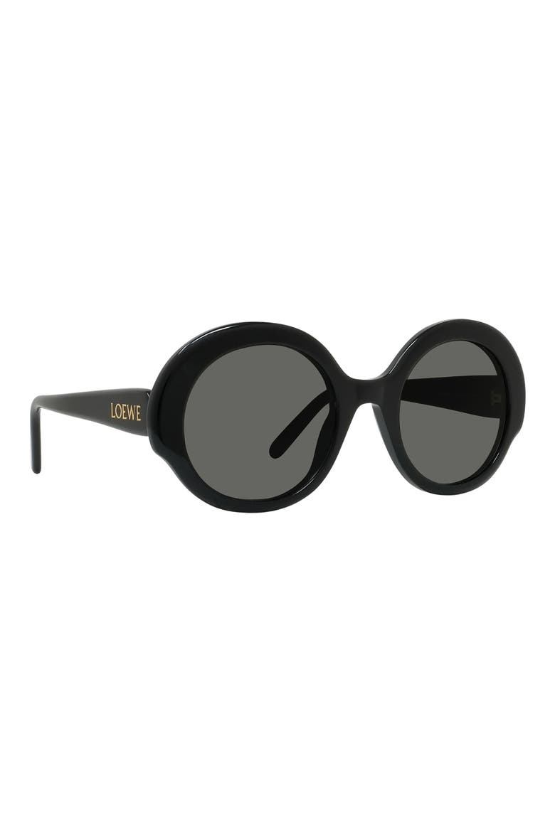 Thin 52mm Round Sunglasses, Alternate, color, SHINY BLACK / SMOKE