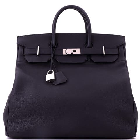 HAC Birkin Bag Black Togo with Palladium Hardware 40