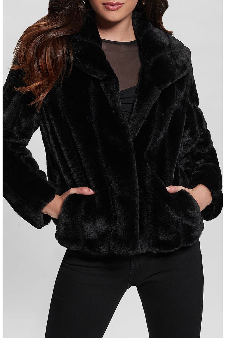 New Sophy Faux Fur Jacket, Main, color, JBLACK-BLACK