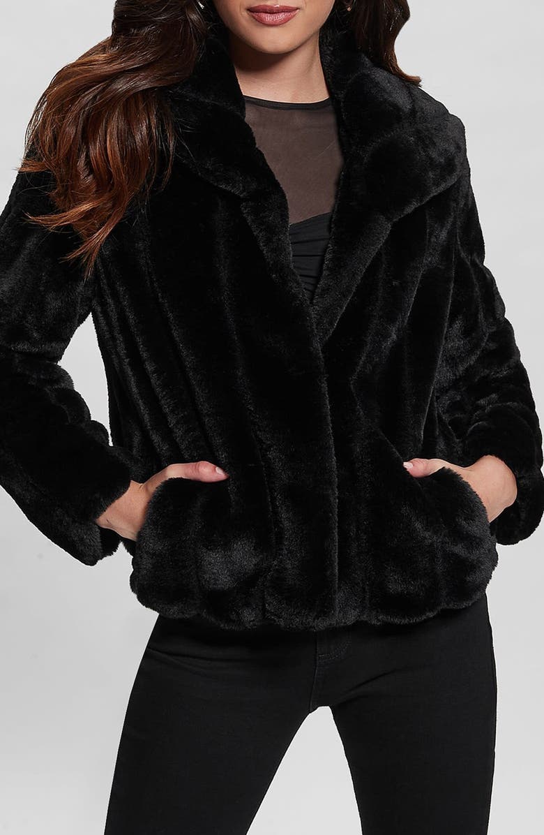 GUESS New Sophy Faux Fur Jacket, Main, color, 