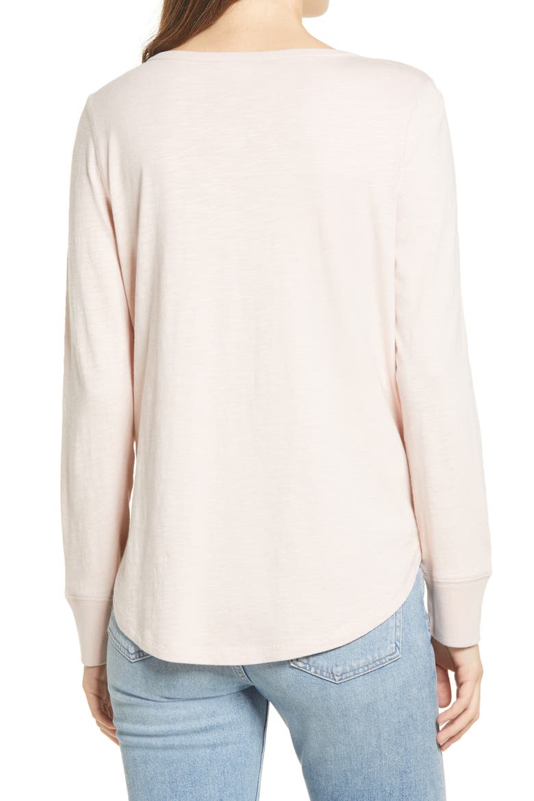 Ribbon Henley Shirt, Alternate, color, PINK SMOKE
