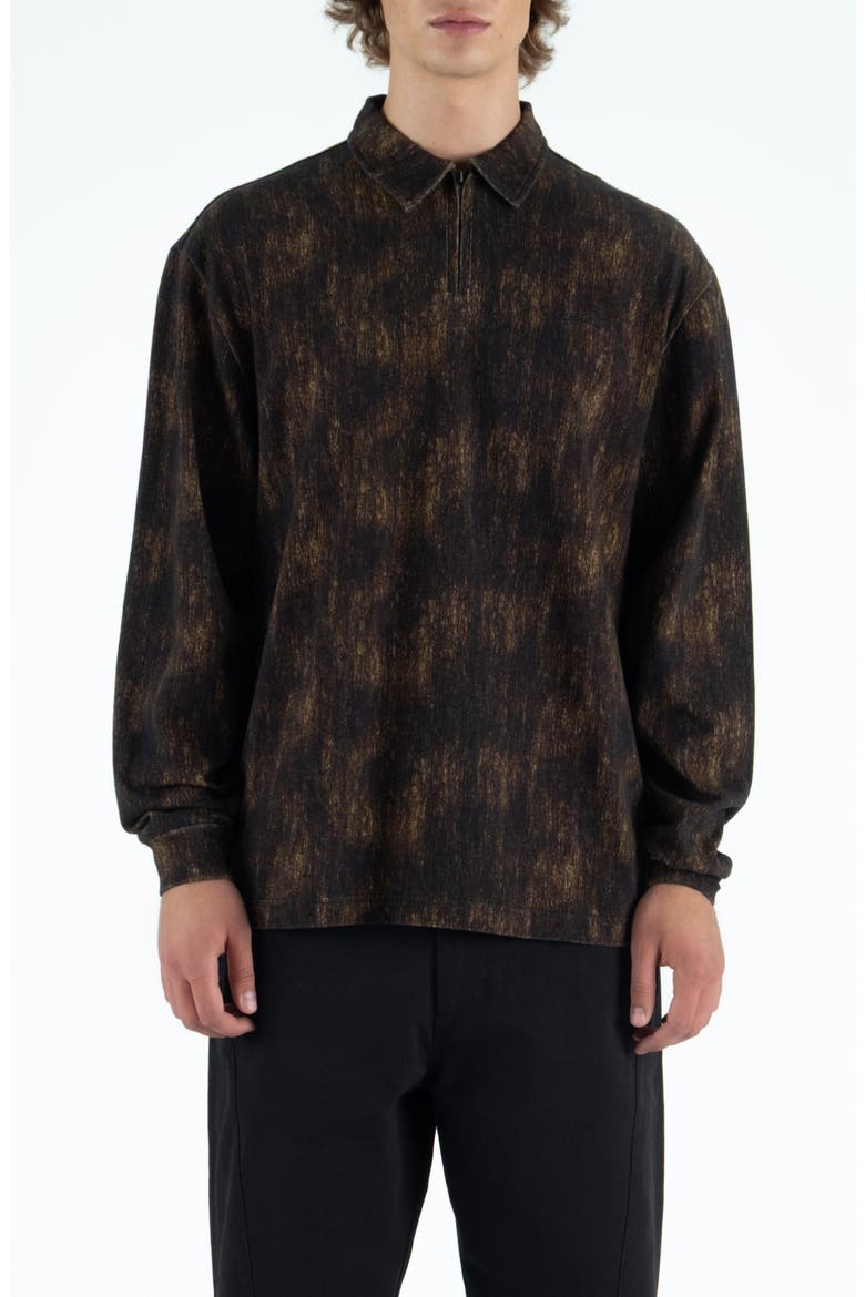 Tactics Camp Long Sleeve Quarter Zip Polo, Main, color, BROWN CAMO