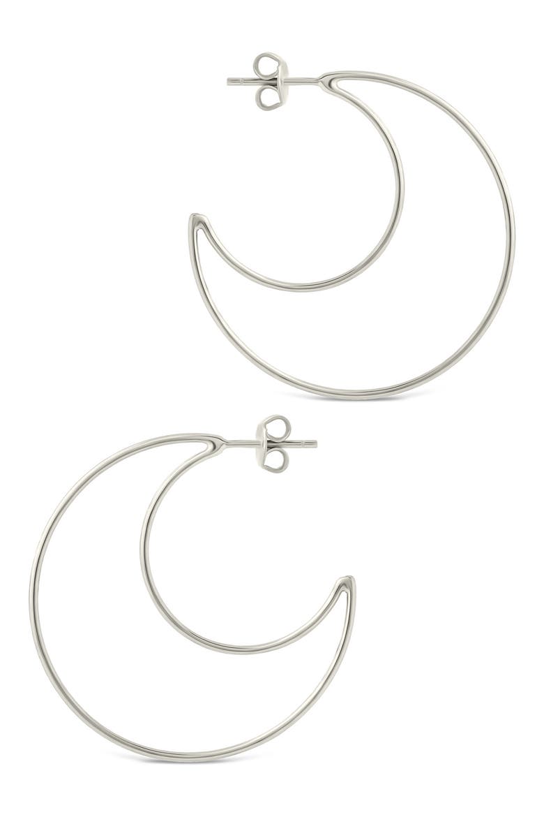 Laura Crescent Hoop Earrings, Alternate, color, SILVER